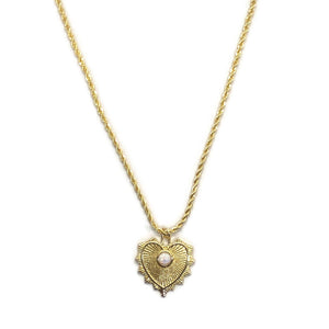 Vintage Heart Necklace - Opal