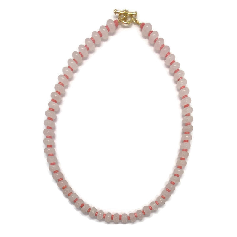 Candy Necklace - Rose Quartz & Coral