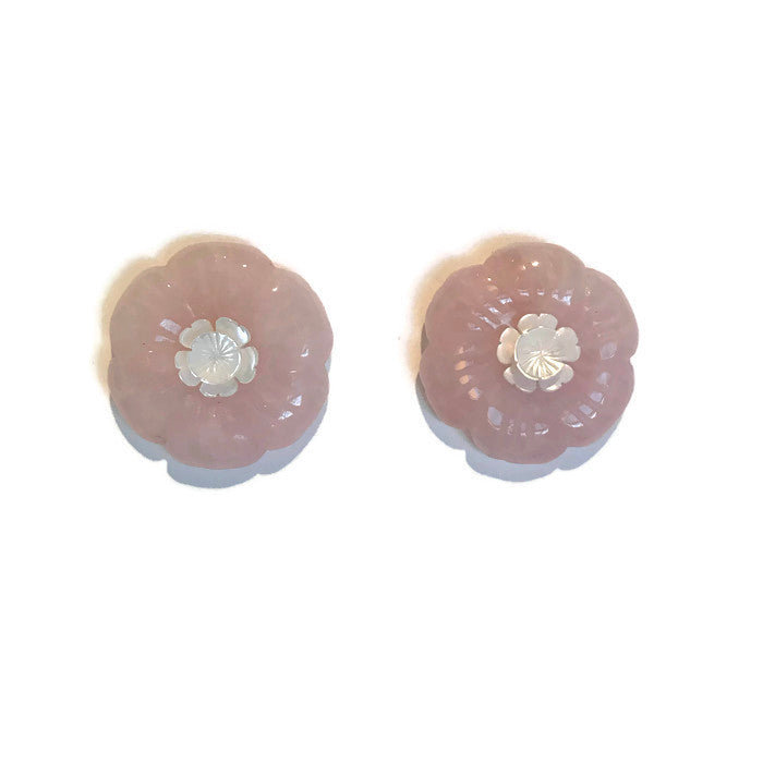 Fleur Earrings - Rose Quartz