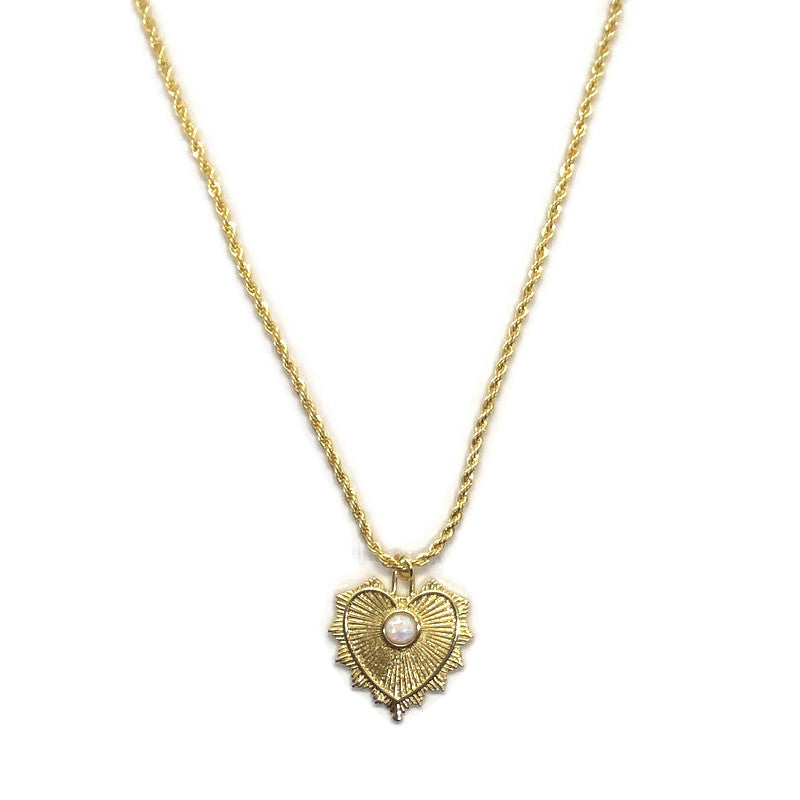 Vintage Heart Necklace - Opal