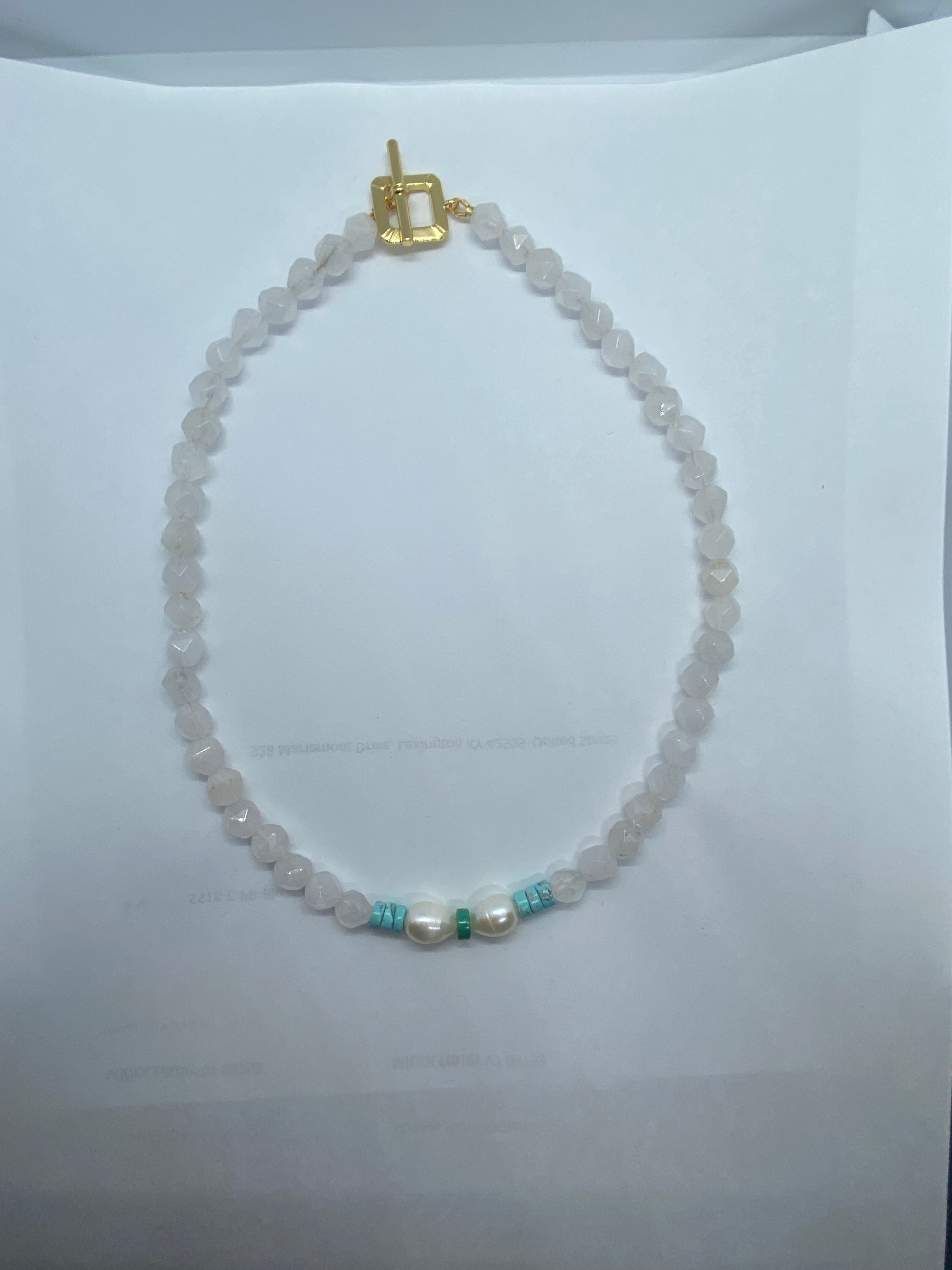 Candy Necklace - Rose Quartz, Turquoise, & pearl